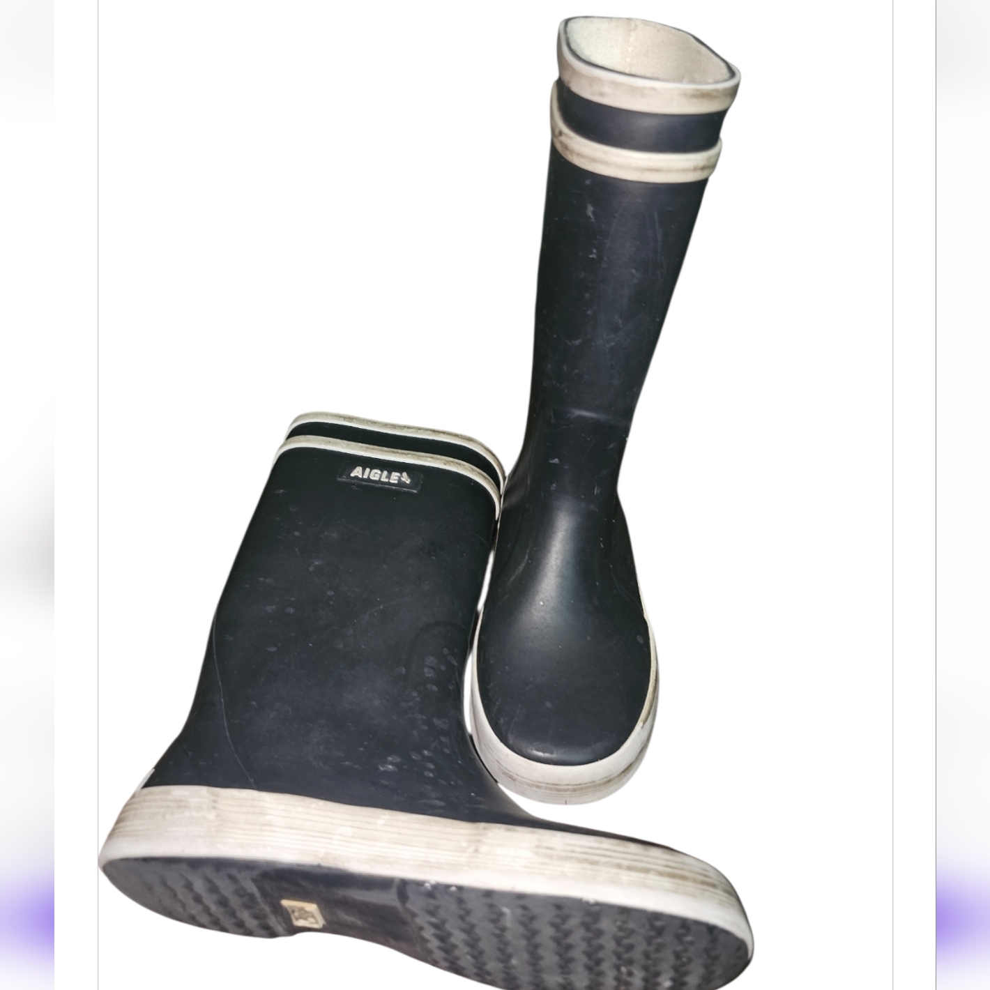 Aigle Black And White Tall Boots